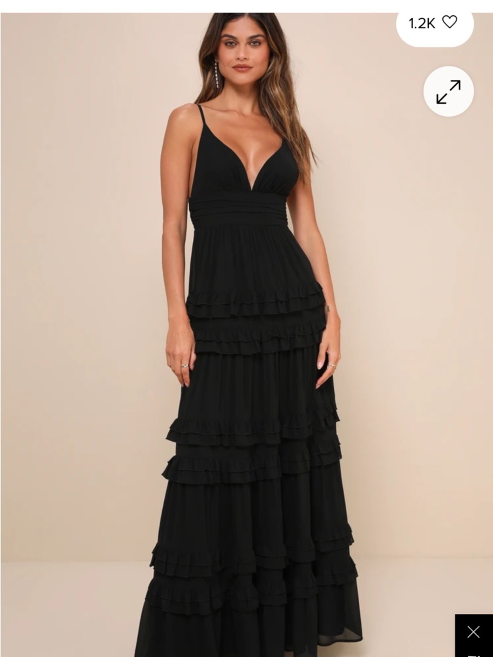 Lulu's Black V-Neck Ruffled Tiered Maxi Dress